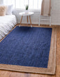 Navy Blue 9' x 12' 2 Braided Jute Rectangle Rug