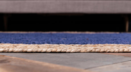 Navy Blue 5' 1 x 8' Braided Jute Rectangle Area Rug 100% Jute Hand Braided Natural Eco-Friendly Boho Style Carpet for Living Rooms Dining Office Space Dorms for Sale at Rug Engine