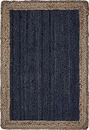 Navy Blue 2' x 3' 1 Braided Jute Rectangle Rug