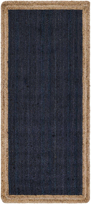 Navy Blue 3' x 6' 1 Braided Jute Runner Rug