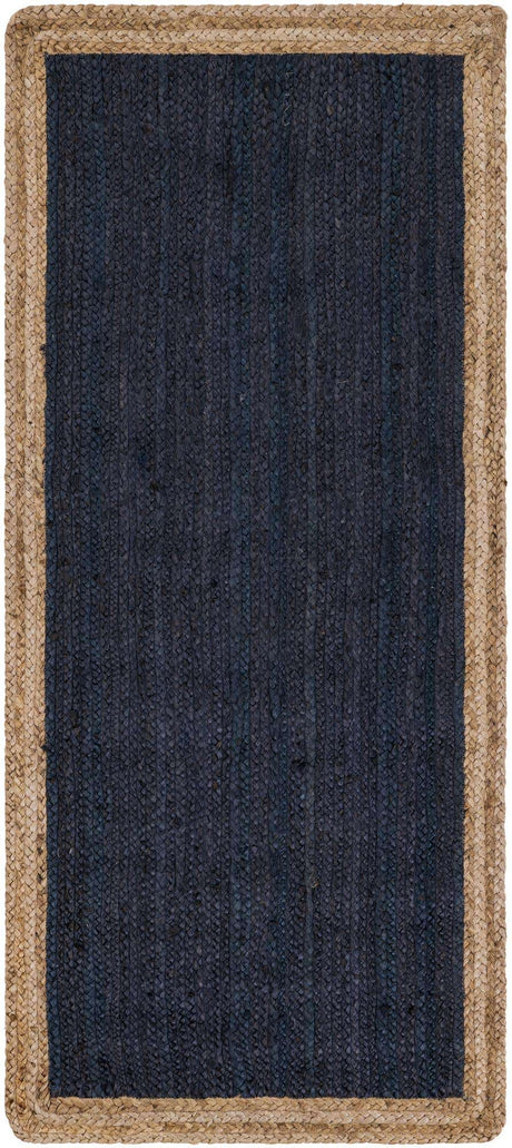 Navy Blue 3' x 6' 1 Braided Jute Runner Rug