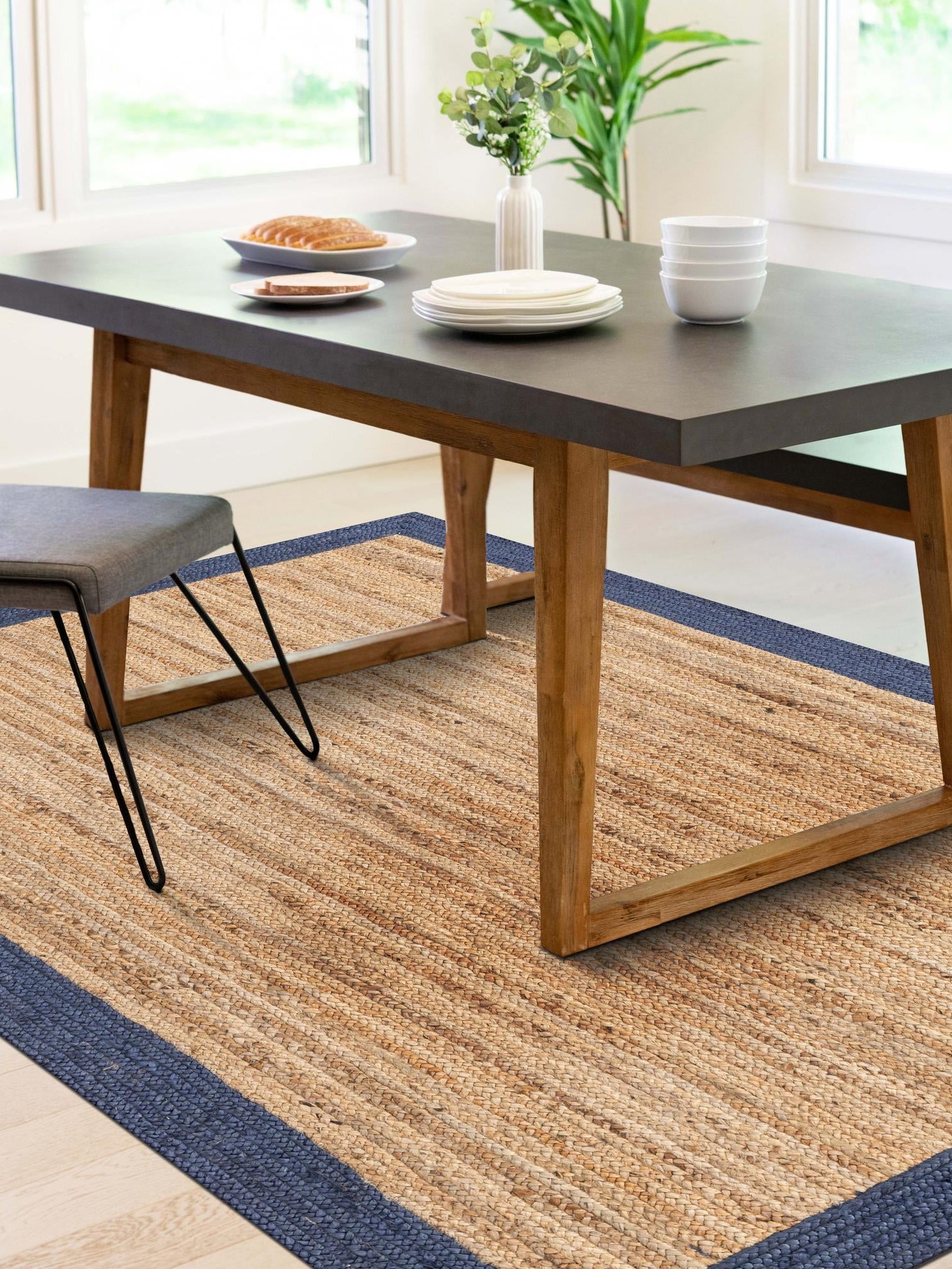 Natural 6' 1 x 9' Braided Jute Rectangle Area Rug 100% Jute Hand Braided Natural Eco-Friendly Boho Style Carpet for Living Rooms Dining Office Space Dorms for Sale at Rug Engine