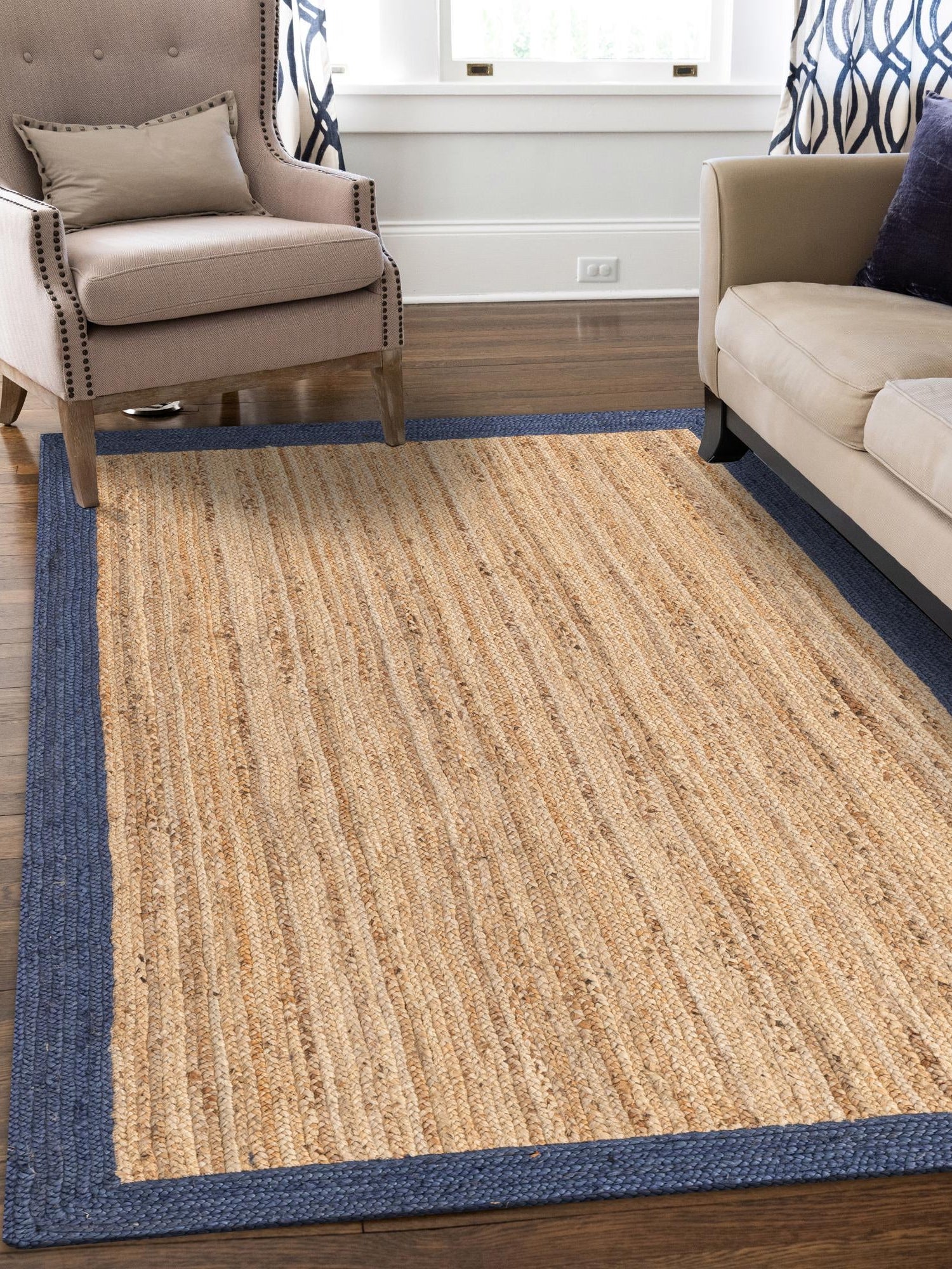 Natural 4' 1 x 6' 1 Braided Jute Rectangle Area Rug 100% Jute Hand Braided Natural Eco-Friendly Boho Style Carpet for Living Rooms Dining Office Space Dorms for Sale at Rug Engine