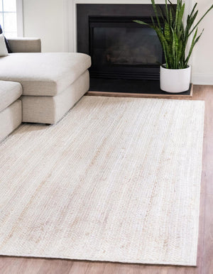 White 2' x 3' 1 Braided Jute Rectangle Rug