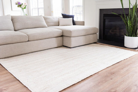 White 4' 1 x 6' 1 Braided Jute Rectangle Area Rug 100% Jute Hand Braided Natural Eco-Friendly Boho Style Carpet for Living Rooms Dining Office Space Dorms for Sale at Rug Engine
