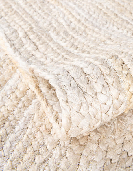 White 9' x 12' Braided Jute Rectangle Area Rug 100% Jute Hand Braided Natural Eco-Friendly Boho Style Carpet for Living Rooms Dining Office Space Dorms for Sale at Rug Engine