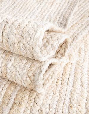 White 4' 1 x 6' 1 Braided Jute Rectangle Rug