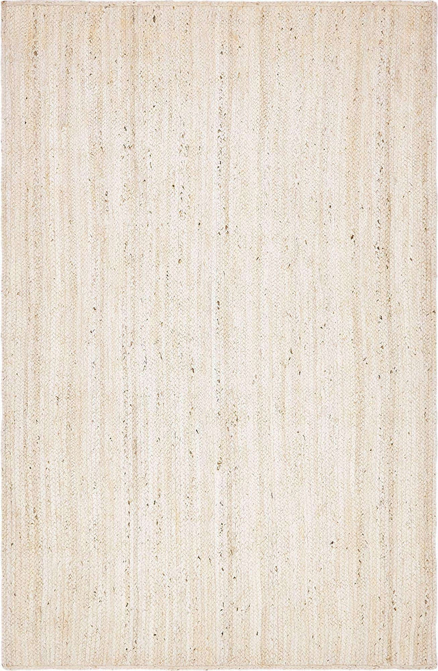 White 5' 1 x 8' Braided Jute Rectangle Rug