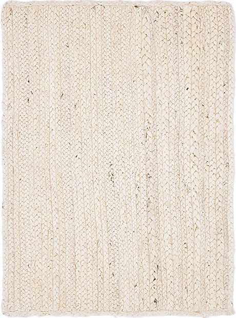 White 2' x 3' 1 Braided Jute Rectangle Rug
