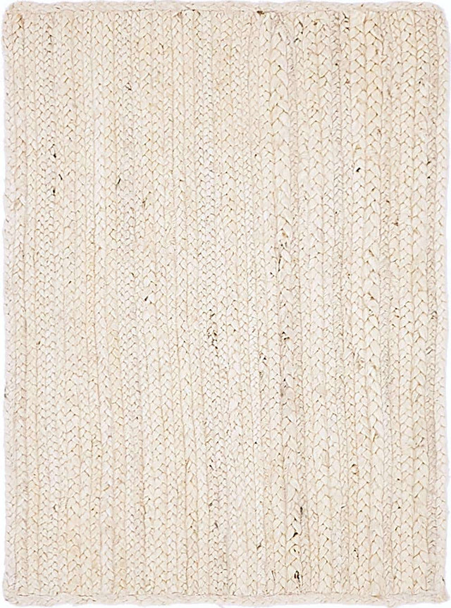 White 2' x 3' 1 Braided Jute Rectangle Rug