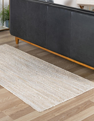 White 2' 6 x 6' 1 Braided Jute Runner Rug