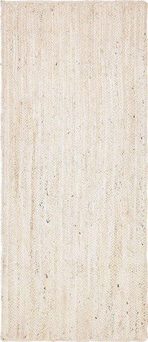 White 2' 6 x 6' 1 Braided Jute Runner Rug