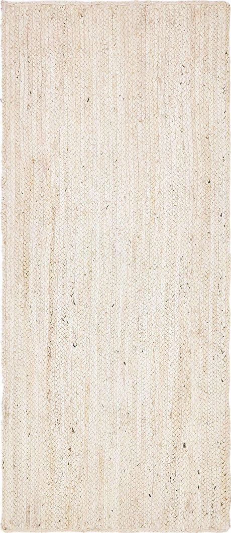 White 2' 6 x 6' 1 Braided Jute Runner Rug