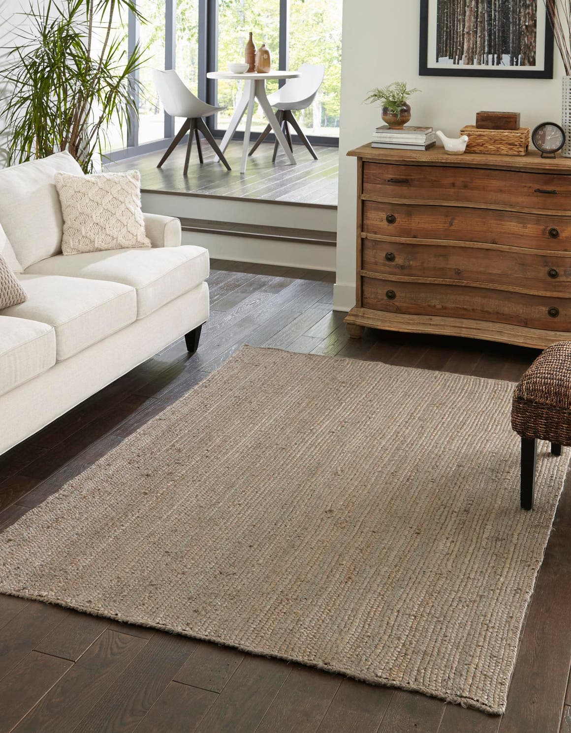 Gray 6' 1 x 9' Braided Jute Rectangle Area Rug 100% Jute Hand Braided Natural Eco-Friendly Boho Style Carpet for Living Rooms Dining Office Space Dorms for Sale at Rug Engine