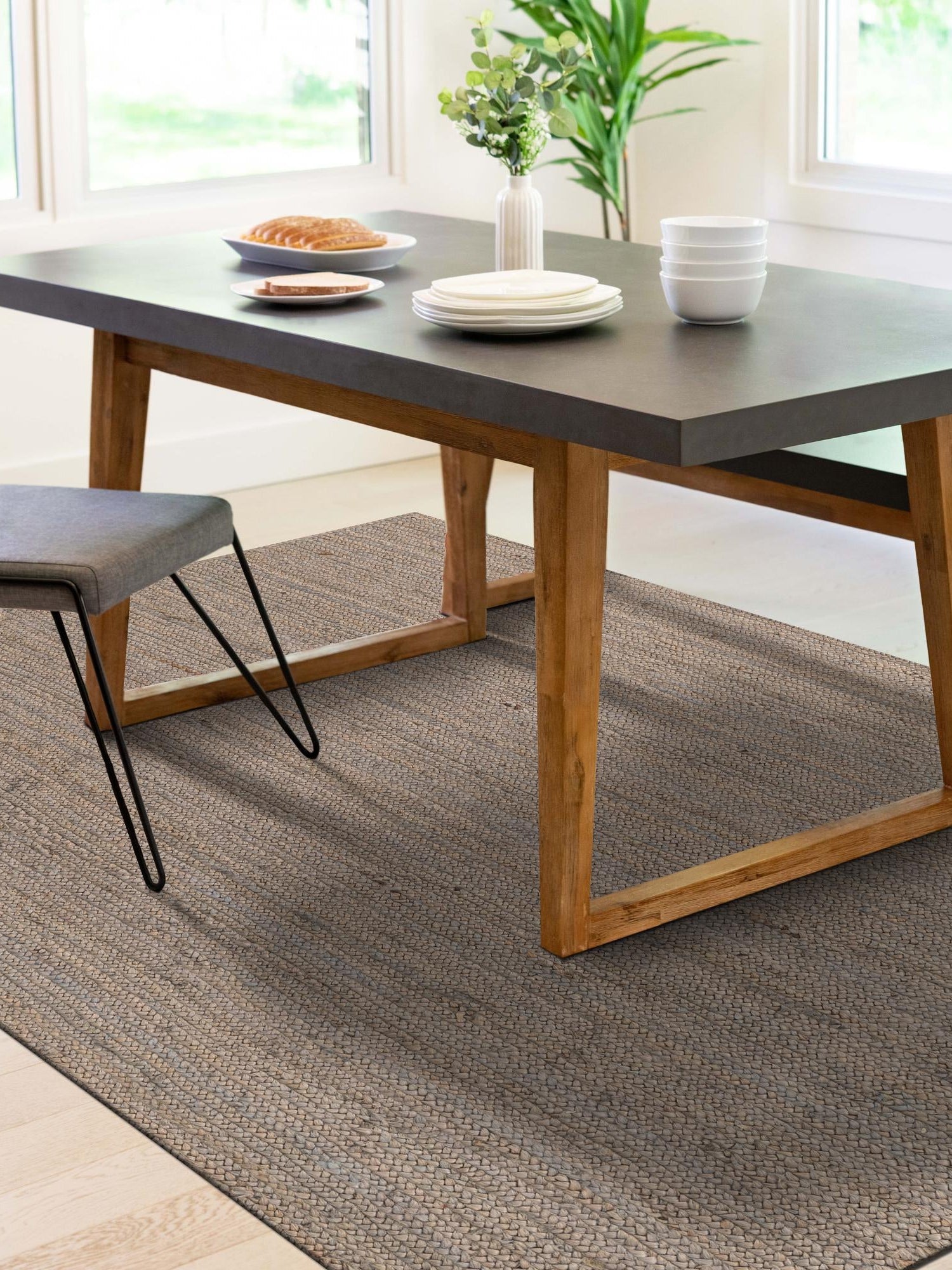 Gray 2' x 3' 1 Braided Jute Rectangle Area Rug 100% Jute Hand Braided Natural Eco-Friendly Boho Style Carpet for Living Rooms Dining Office Space Dorms for Sale at Rug Engine