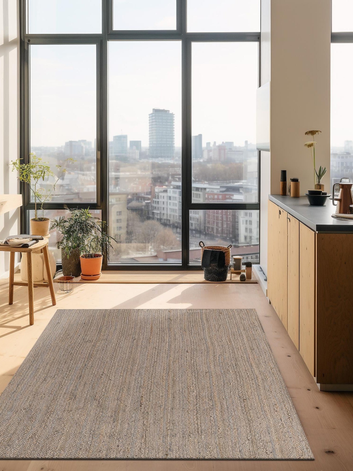 Gray 2' x 3' 1 Braided Jute Rectangle Area Rug 100% Jute Hand Braided Natural Eco-Friendly Boho Style Carpet for Living Rooms Dining Office Space Dorms for Sale at Rug Engine