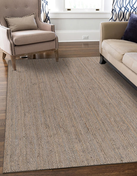 Gray 4' 1 x 6' 1 Braided Jute Rectangle Area Rug 100% Jute Hand Braided Natural Eco-Friendly Boho Style Carpet for Living Rooms Dining Office Space Dorms for Sale at Rug Engine