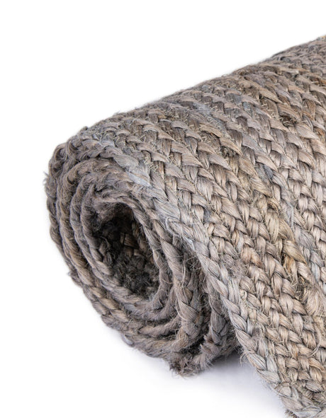 Gray 7' 1 x 10' Braided Jute Rectangle Area Rug 100% Jute Hand Braided Natural Eco-Friendly Boho Style Carpet for Living Rooms Dining Office Space Dorms for Sale at Rug Engine