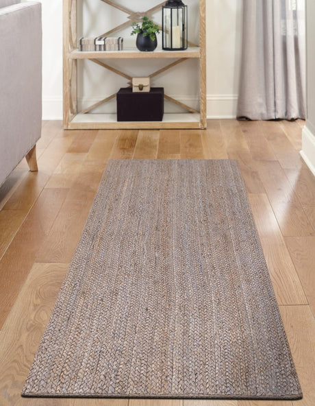 Gray 2' 7 x 6' 1 Braided Jute Runner Area Rug 100% Jute Hand Braided Natural Eco-Friendly Boho Style Carpet for Living Rooms Dining Office Space Dorms for Sale at Rug Engine