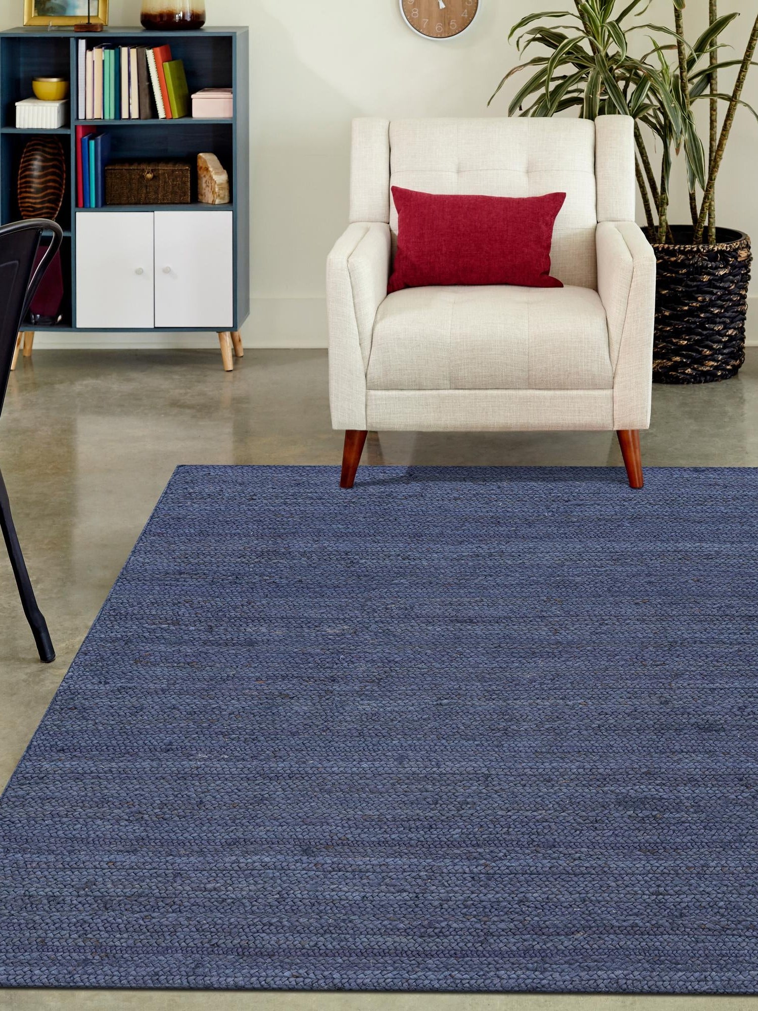 Navy Blue 3' 3 x 5' 1 Braided Jute Rectangle Area Rug 100% Jute Hand Braided Natural Eco-Friendly Boho Style Carpet for Living Rooms Dining Office Space Dorms for Sale at Rug Engine