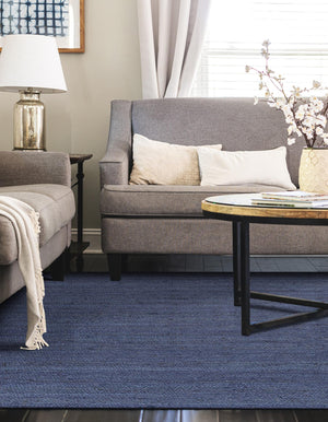 Navy Blue 9' x 12' Braided Jute Rectangle Rug