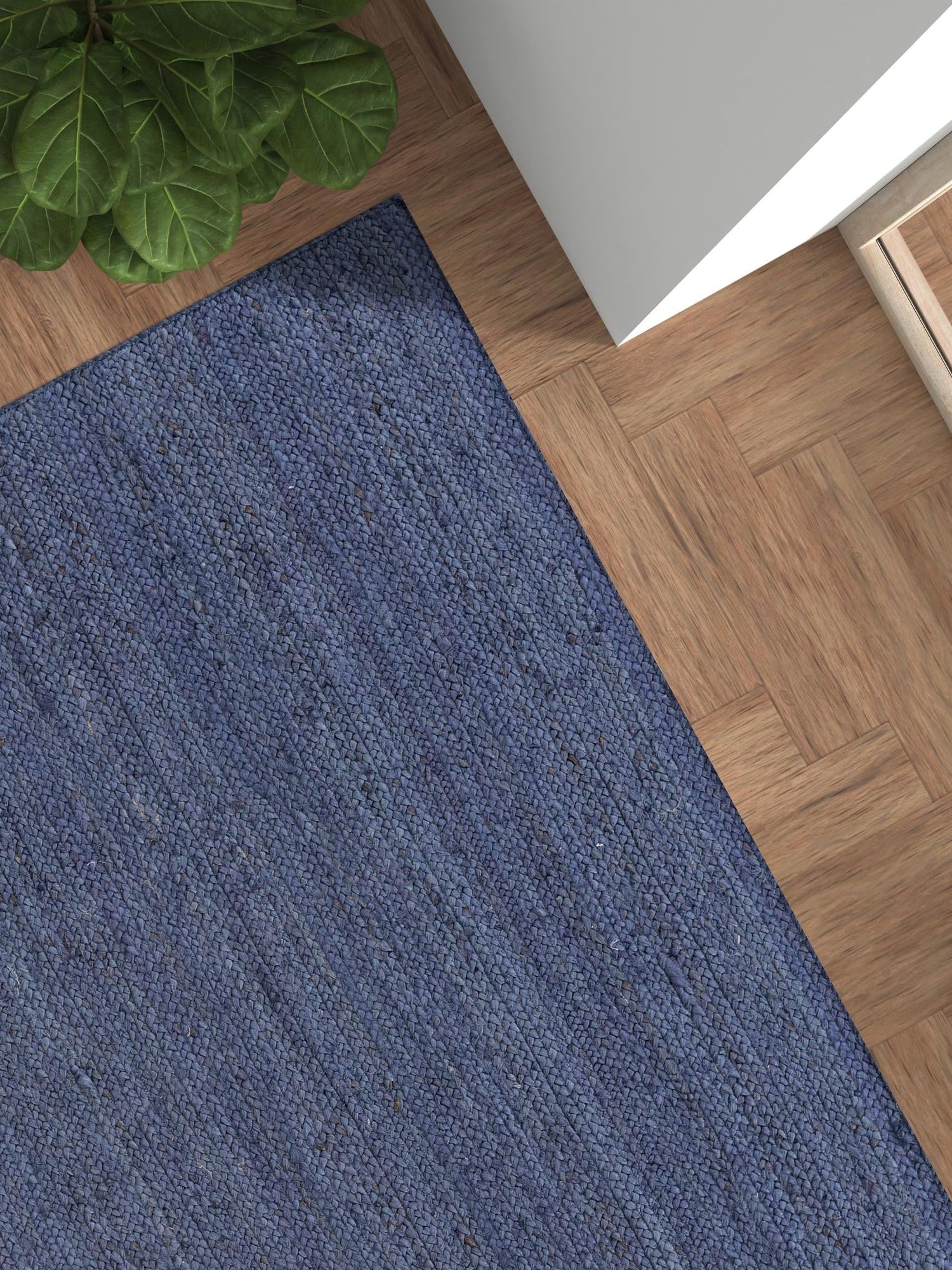 Navy Blue 6' 1 x 9' Braided Jute Rectangle Area Rug 100% Jute Hand Braided Natural Eco-Friendly Boho Style Carpet for Living Rooms Dining Office Space Dorms for Sale at Rug Engine
