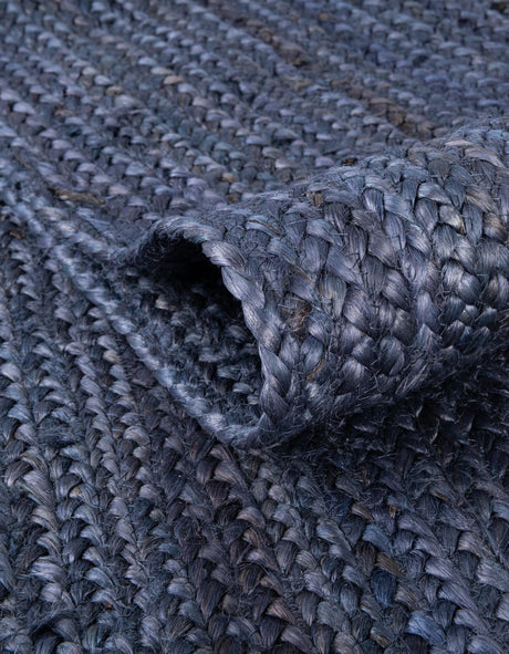 Navy Blue 7' 1 x 10' Braided Jute Rectangle Area Rug 100% Jute Hand Braided Natural Eco-Friendly Boho Style Carpet for Living Rooms Dining Office Space Dorms for Sale at Rug Engine