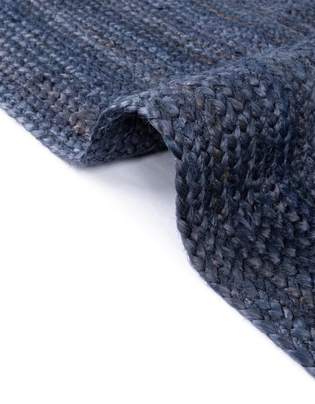 Navy Blue 7' 1 x 10' Braided Jute Rectangle Area Rug 100% Jute Hand Braided Natural Eco-Friendly Boho Style Carpet for Living Rooms Dining Office Space Dorms for Sale at Rug Engine
