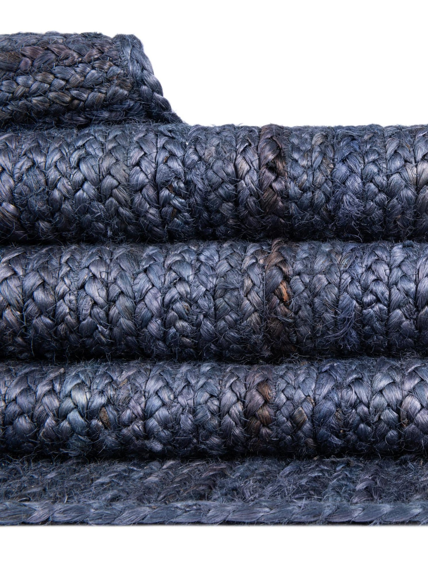 Navy Blue 6' 1 x 9' Braided Jute Rectangle Area Rug 100% Jute Hand Braided Natural Eco-Friendly Boho Style Carpet for Living Rooms Dining Office Space Dorms for Sale at Rug Engine