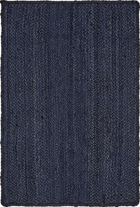 Navy Blue 2' x 3' 1 Braided Jute Rectangle Rug