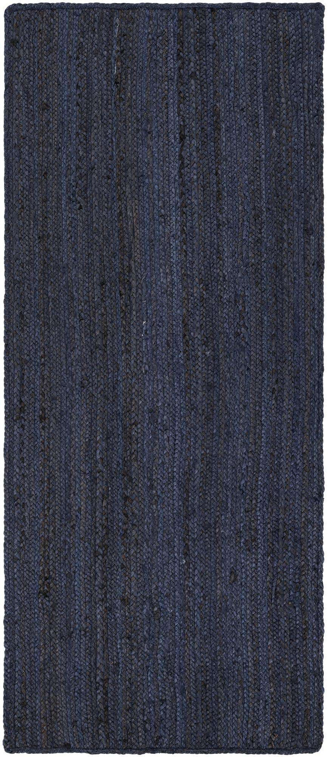 Navy Blue 3' x 6' 1 Braided Jute Runner Rug