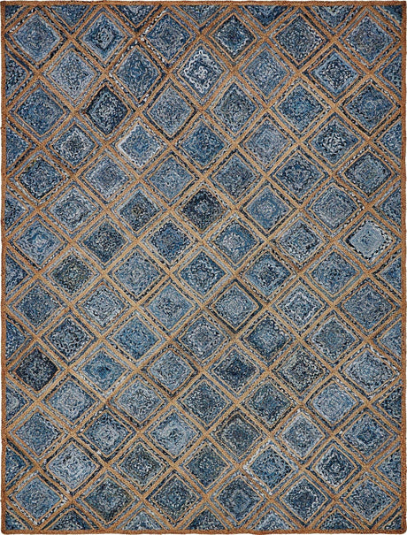 Blue 9' x 12' 2 Braided Jute Rectangle Rug