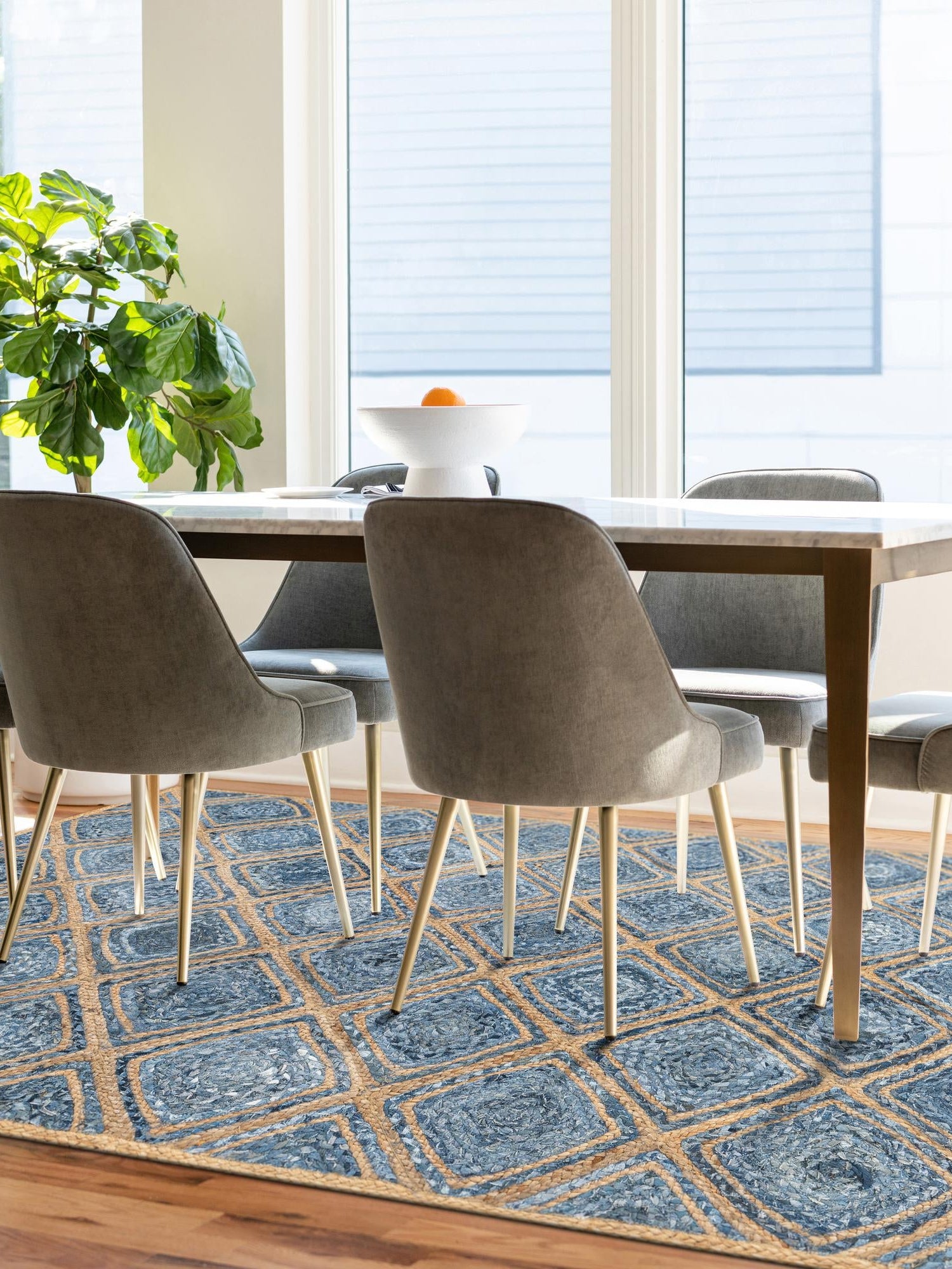 Blue 5' 1 x 8' Braided Jute Rectangle Area Rug 100% Jute Hand Braided Natural Eco-Friendly Boho Style Carpet for Living Rooms Dining Office Space Dorms for Sale at Rug Engine