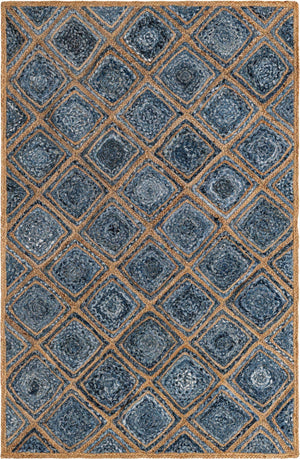 Blue 5' 1 x 8' Braided Jute Rectangle Rug