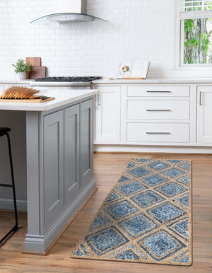 Blue 3' x 6' 1 Braided Jute Runner Rug