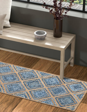 Blue 3' x 6' 1 Braided Jute Runner Rug