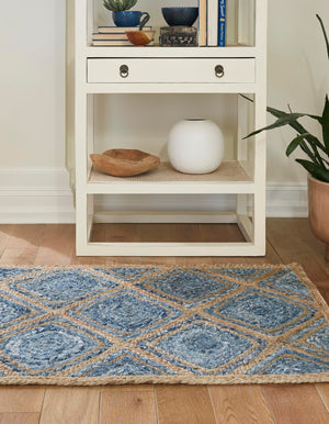 Blue 3' x 6' 1 Braided Jute Runner Rug