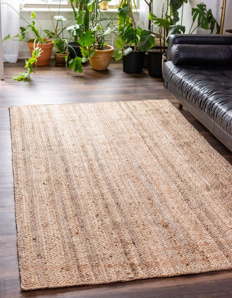 Natural 5' 1 x 8' Braided Jute Rectangle Rug