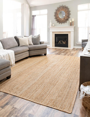Natural 8' x 11' Braided Jute Rectangle Area Rug 100% Jute Hand Braided Natural Eco-Friendly Boho Style Carpet for Living Rooms Dining Office Space Dorms for Sale at Rug Engine