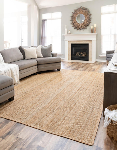 Natural 9' x 12' 2 Braided Jute Rectangle Area Rug 100% Jute Hand Braided Natural Eco-Friendly Boho Style Carpet for Living Rooms Dining Office Space Dorms for Sale at Rug Engine