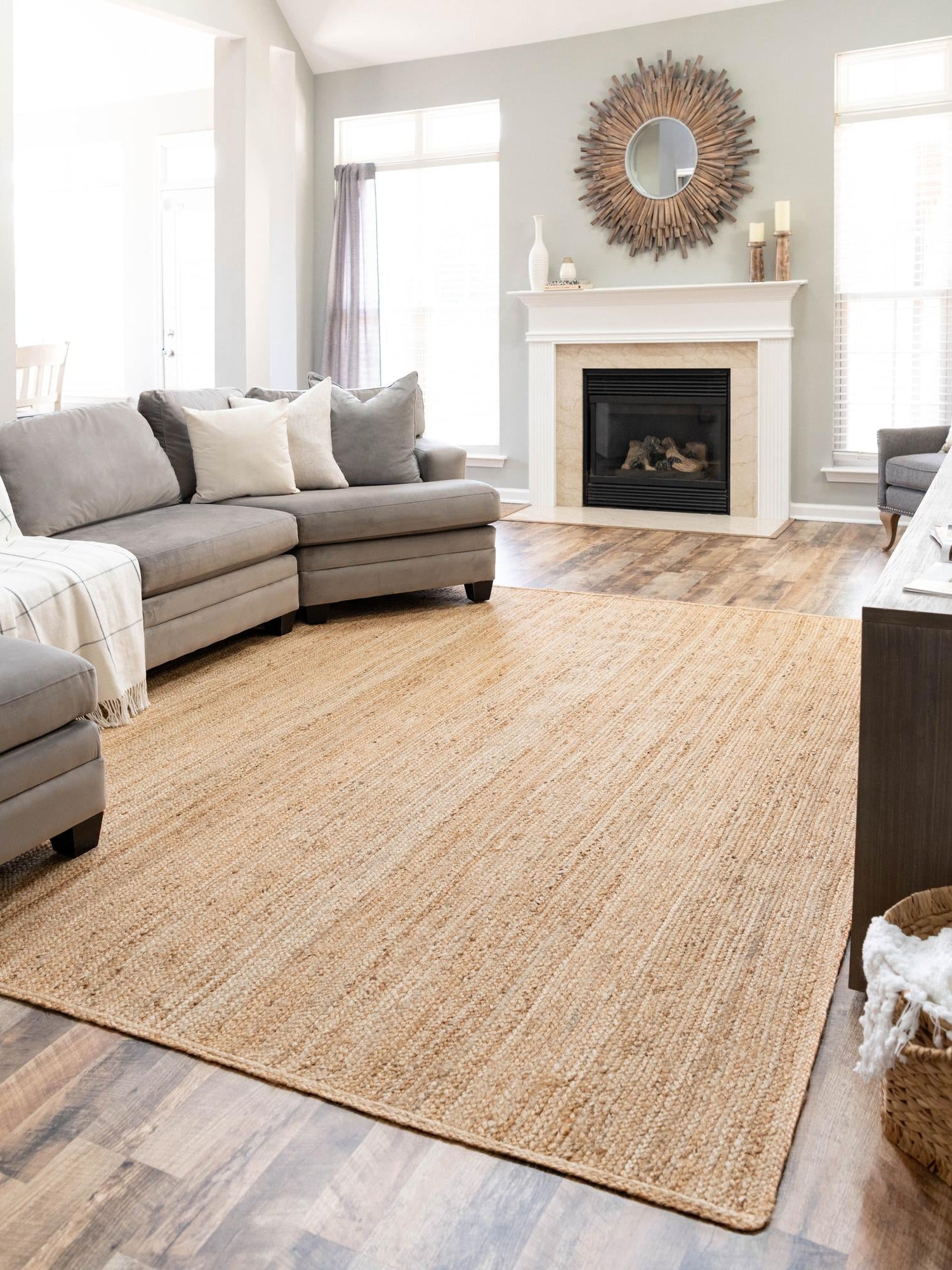 Natural 8' x 10' Braided Jute Rectangle Area Rug Discounted Clearance Final Sale 100% Jute Hand Braided Natural Eco-Friendly Boho Style Carpet for Living Rooms Dining Office Space Dorms for Sale at Rug Engine