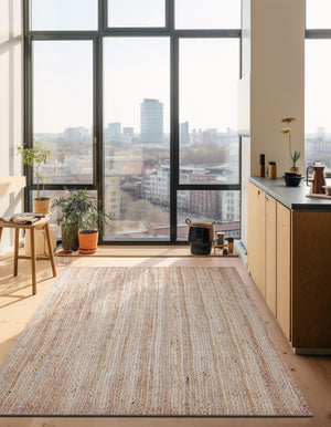 Natural 8' x 11' Braided Jute Rectangle Area Rug 100% Jute Hand Braided Natural Eco-Friendly Boho Style Carpet for Living Rooms Dining Office Space Dorms for Sale at Rug Engine