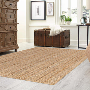 Natural 4' 1 x 6' 1 Braided Jute Rectangle Rug