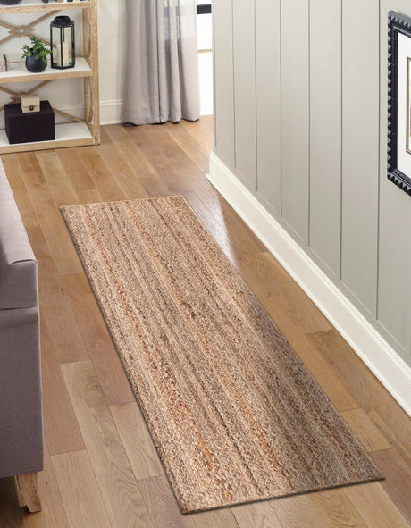 Natural 3' x 6' 1 Braided Jute Runner Rug