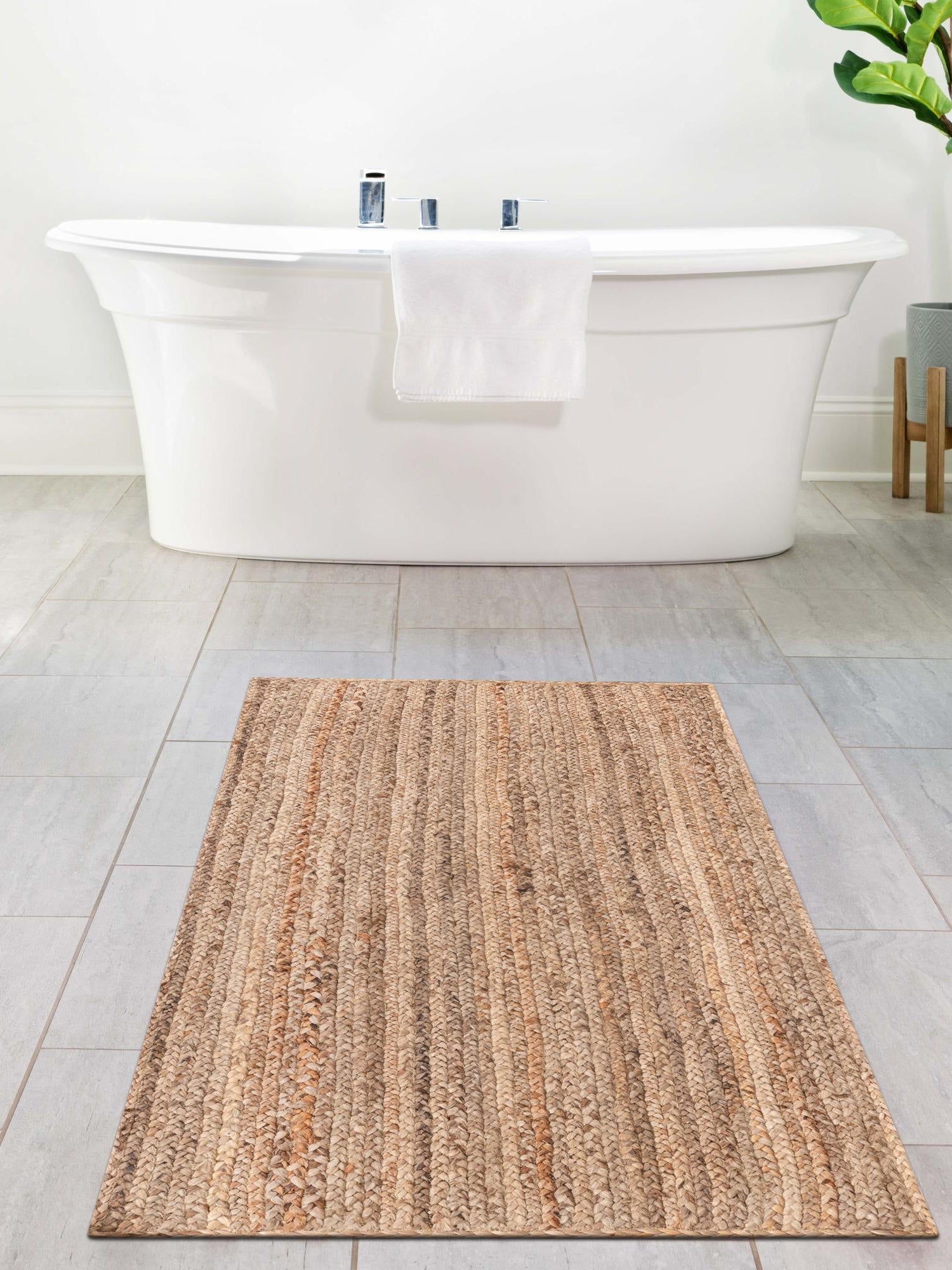 Natural 2' 8 x 8' 10 Braided Jute Runner Area Rug 100% Jute Hand Braided Natural Eco-Friendly Boho Style Carpet for Living Rooms Dining Office Space Dorms for Sale at Rug Engine