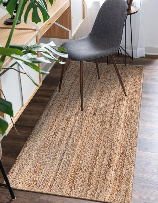 Natural 3' x 6' 1 Braided Jute Runner Rug