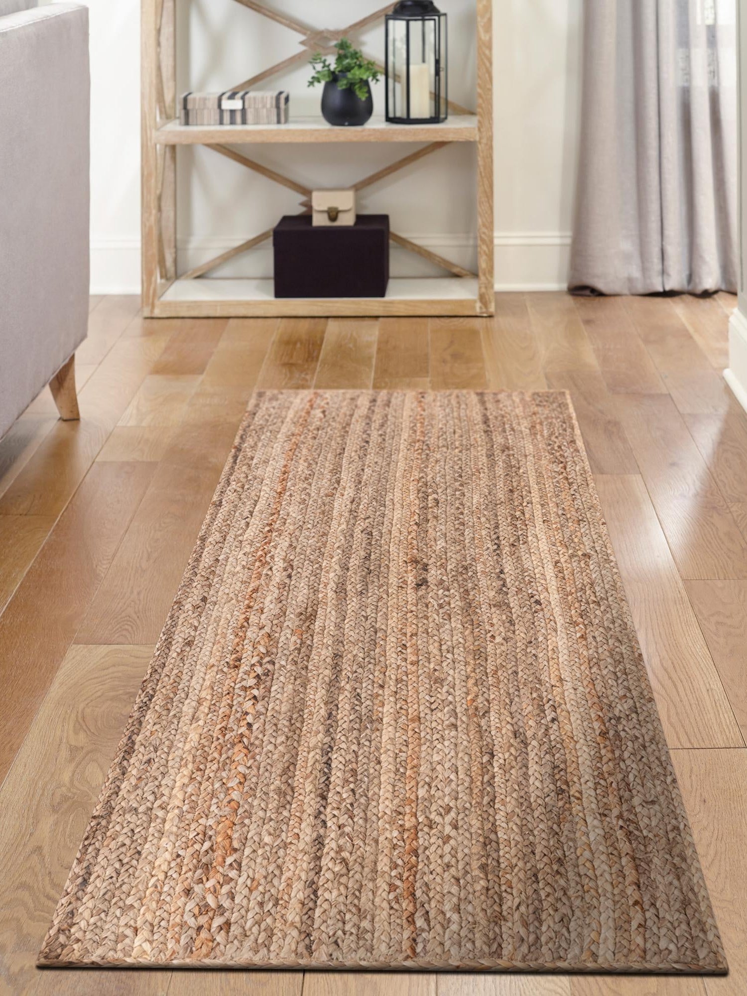 Natural 2' 8 x 8' 10 Braided Jute Runner Area Rug 100% Jute Hand Braided Natural Eco-Friendly Boho Style Carpet for Living Rooms Dining Office Space Dorms for Sale at Rug Engine