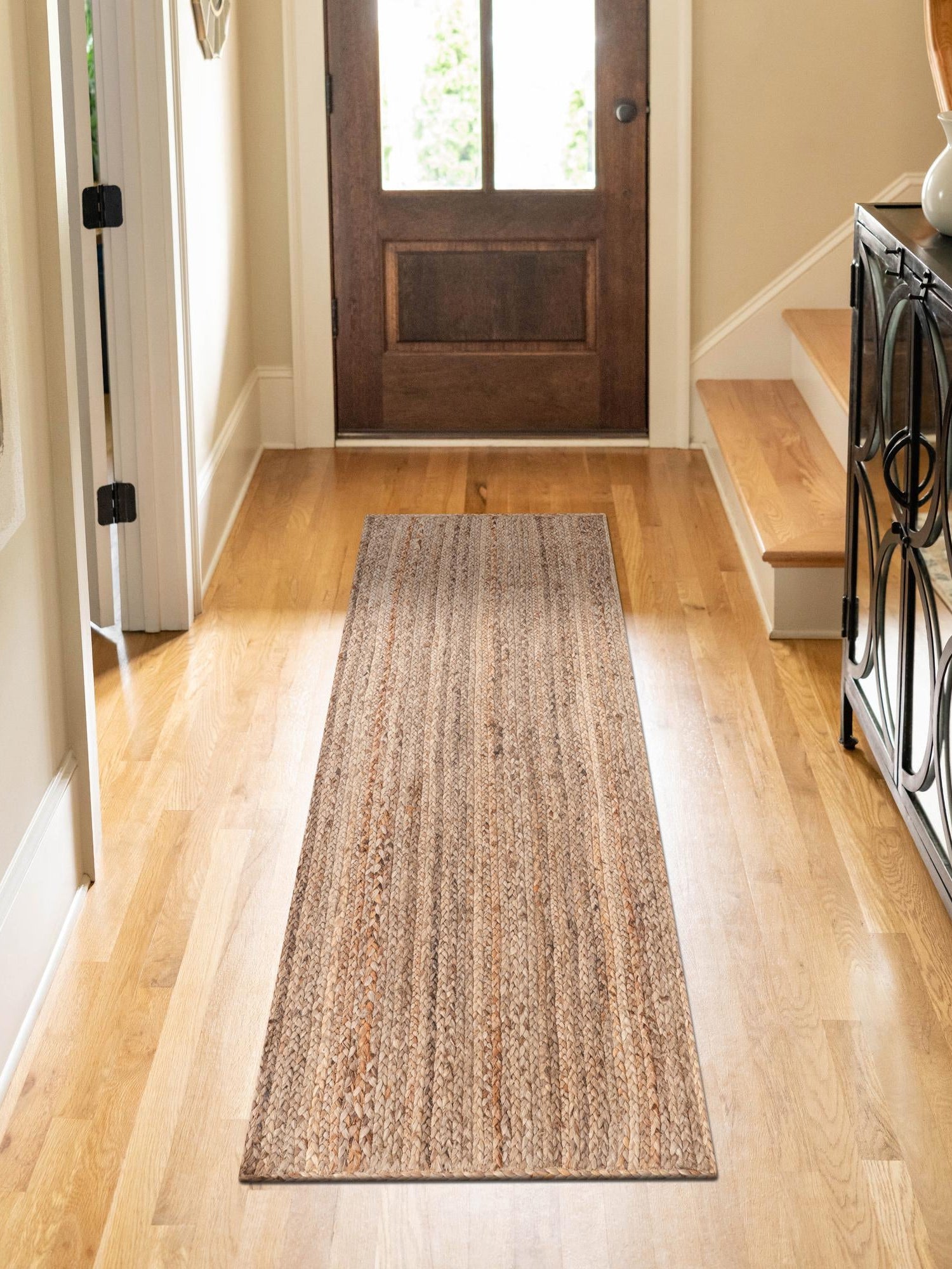 Natural 2' 7 x 10' Braided Jute Runner Area Rug 100% Jute Hand Braided Natural Eco-Friendly Boho Style Carpet for Living Rooms Dining Office Space Dorms for Sale at Rug Engine