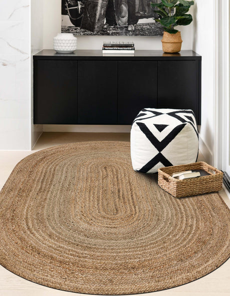 Natural 5' 1 x 8' Braided Jute Oval Area Rug 100% Jute Hand Braided Natural Eco-Friendly Boho Style Carpet for Living Rooms Dining Office Space Dorms for Sale at Rug Engine
