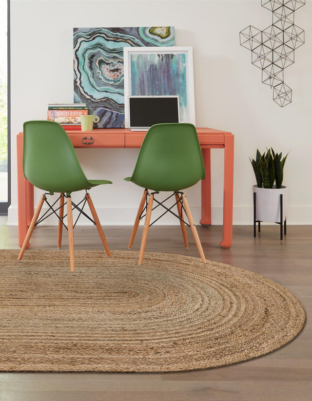 Natural 3' 3 x 5' 1 Braided Jute Oval Rug